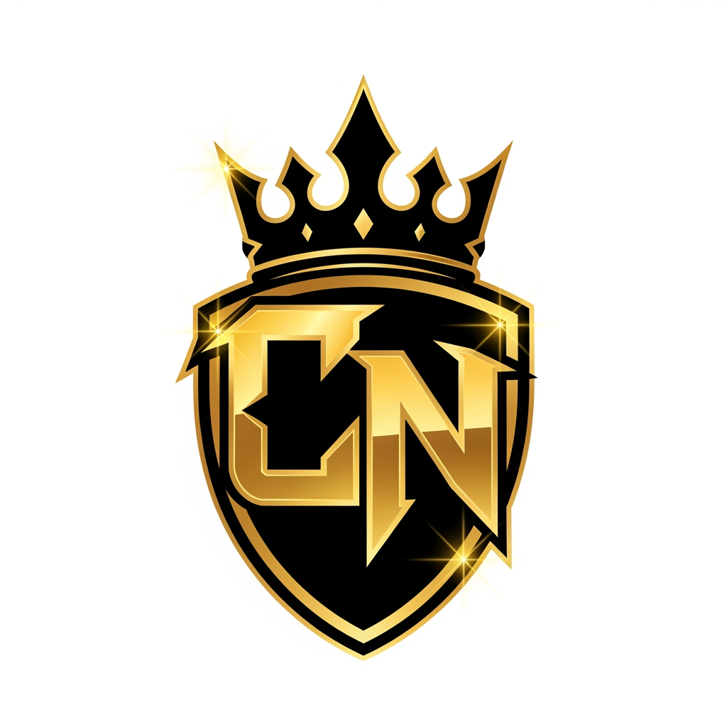 AI Design for Create an ultra-premium esports logo for "Clutch Nation", featuring a bold CN monogram merged with a royal crown and shield, black and gold color palette, sharp aggressive edges, luxury gaming organization style, championship branding, glowing golden highlights, highly detailed vector artwork, symmetrical design, transparent background, 4K quality, suitable for YouTube, esports team, merchandise and professional gaming brand.