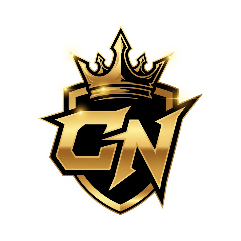 AI Design for Create an ultra-premium esports logo for "Clutch Nation", featuring a bold CN monogram merged with a royal crown and shield, black and gold color palette, sharp aggressive edges, luxury gaming organization style, championship branding, glowing golden highlights, highly detailed vector artwork, symmetrical design, transparent background, 4K quality, suitable for YouTube, esports team, merchandise and professional gaming brand.