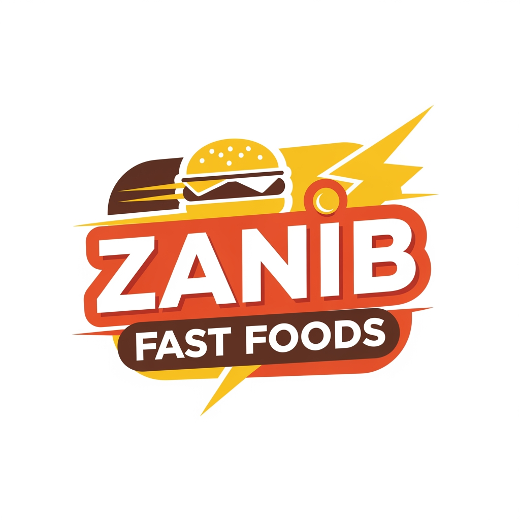 AI Design for Fast Foods Logo 
Brand Name Zanib Fast Foods