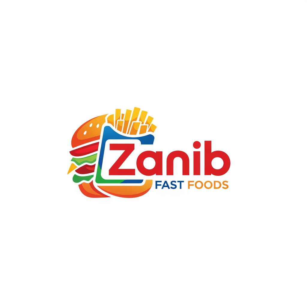 AI Design for Fast Foods Logo 
Brand Name Zanib Fast Foods