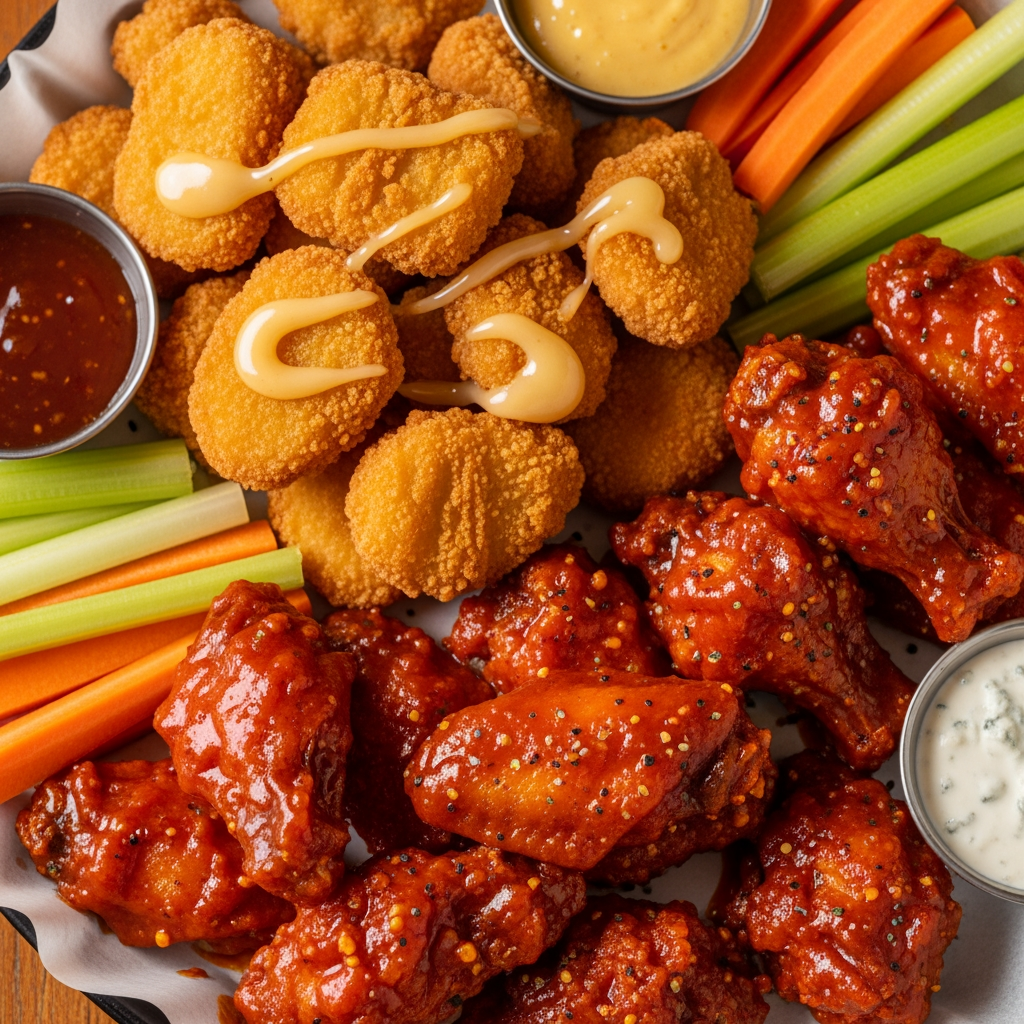 AI Design for chicken nuggets and hot wings