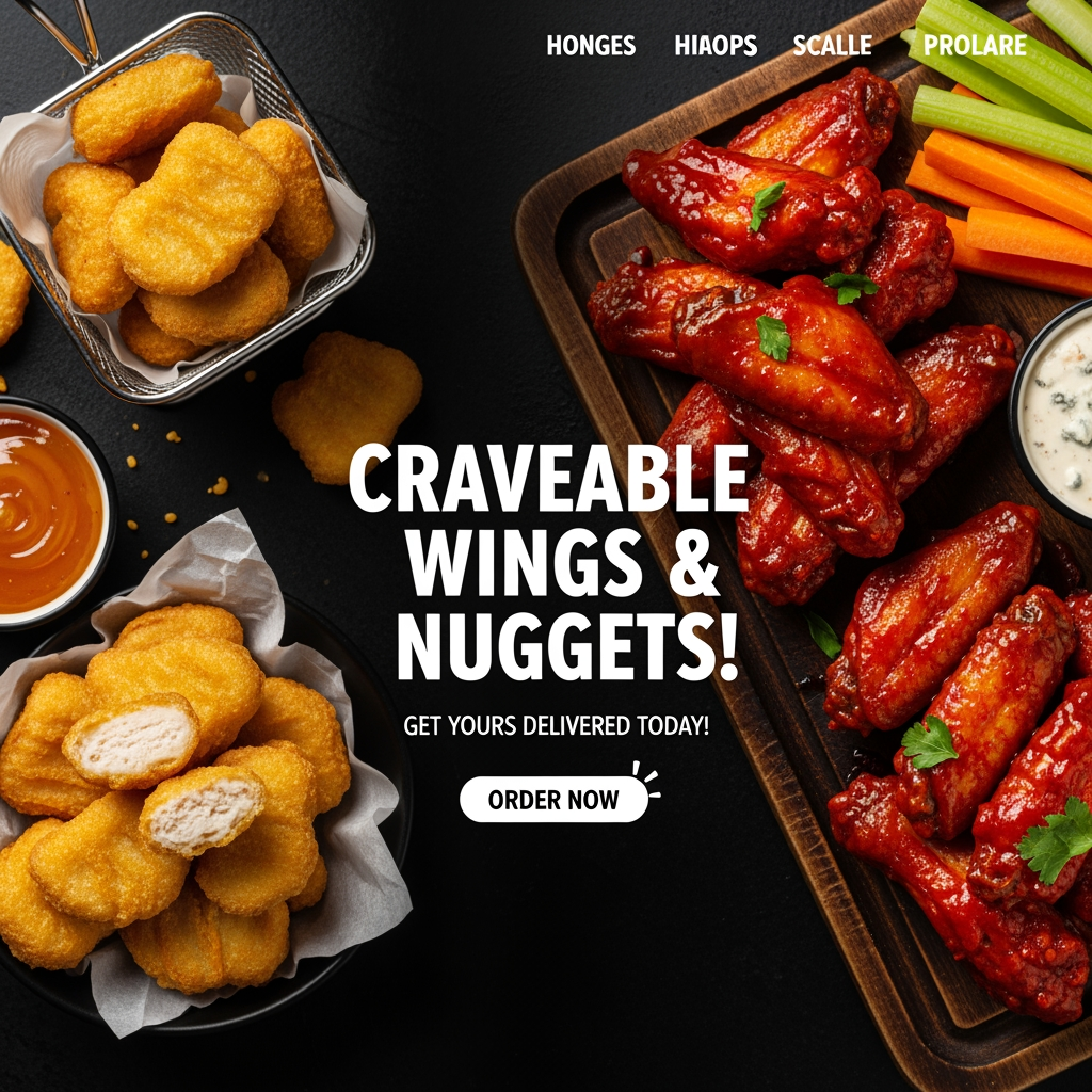 AI Design for chicken nuggets and hot wings
web banner