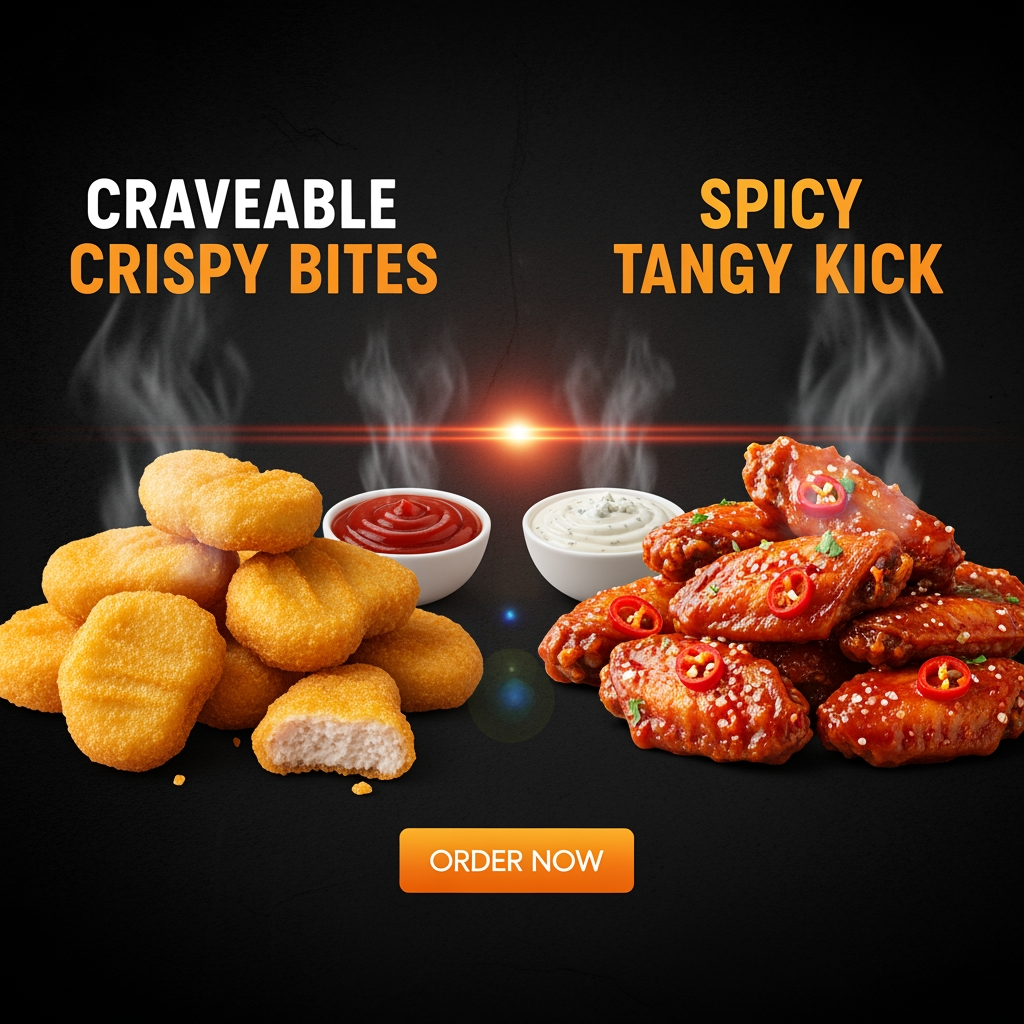 AI Design for chicken nuggets and hot wings
web banner