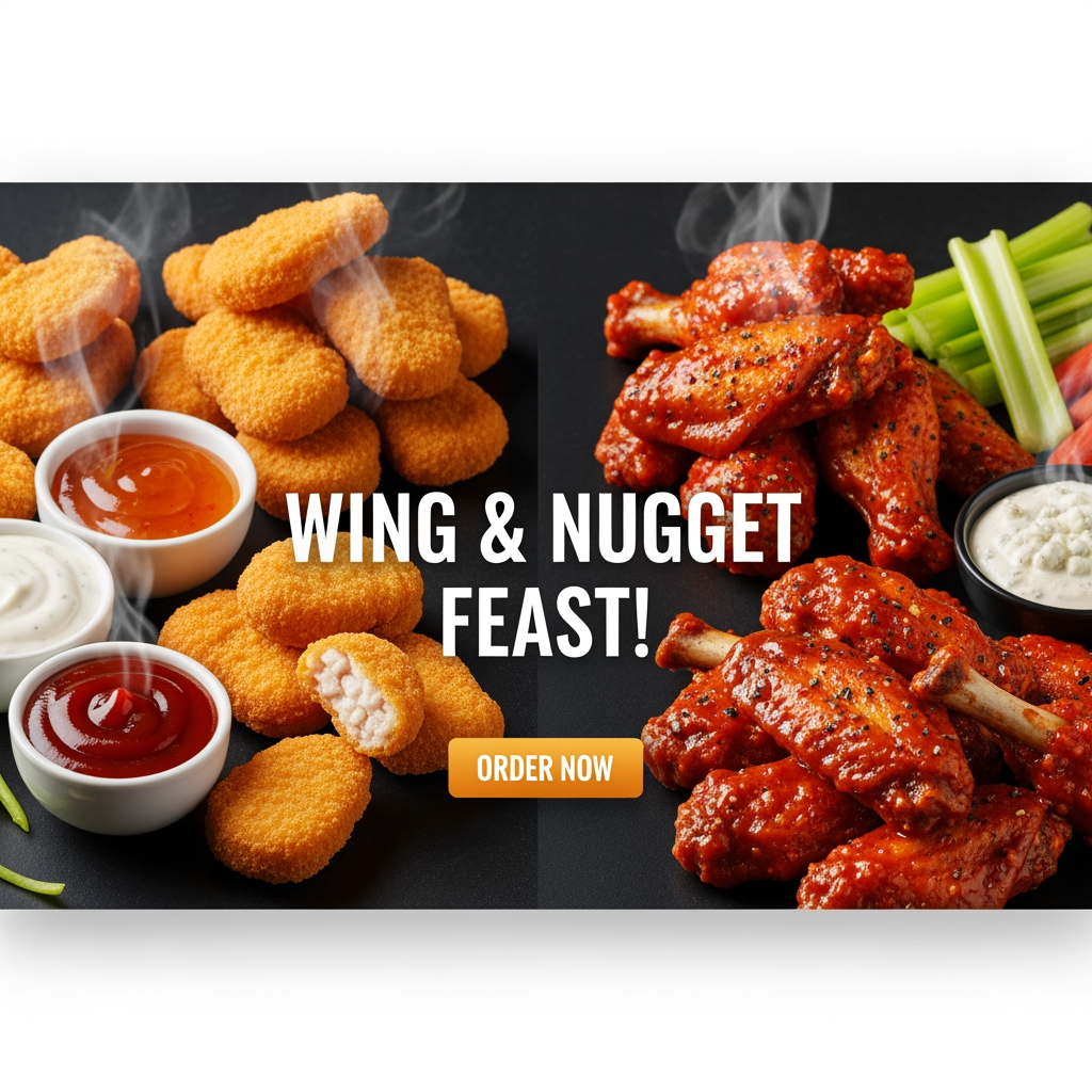 AI Design for chicken nuggets and hot wings
web banner