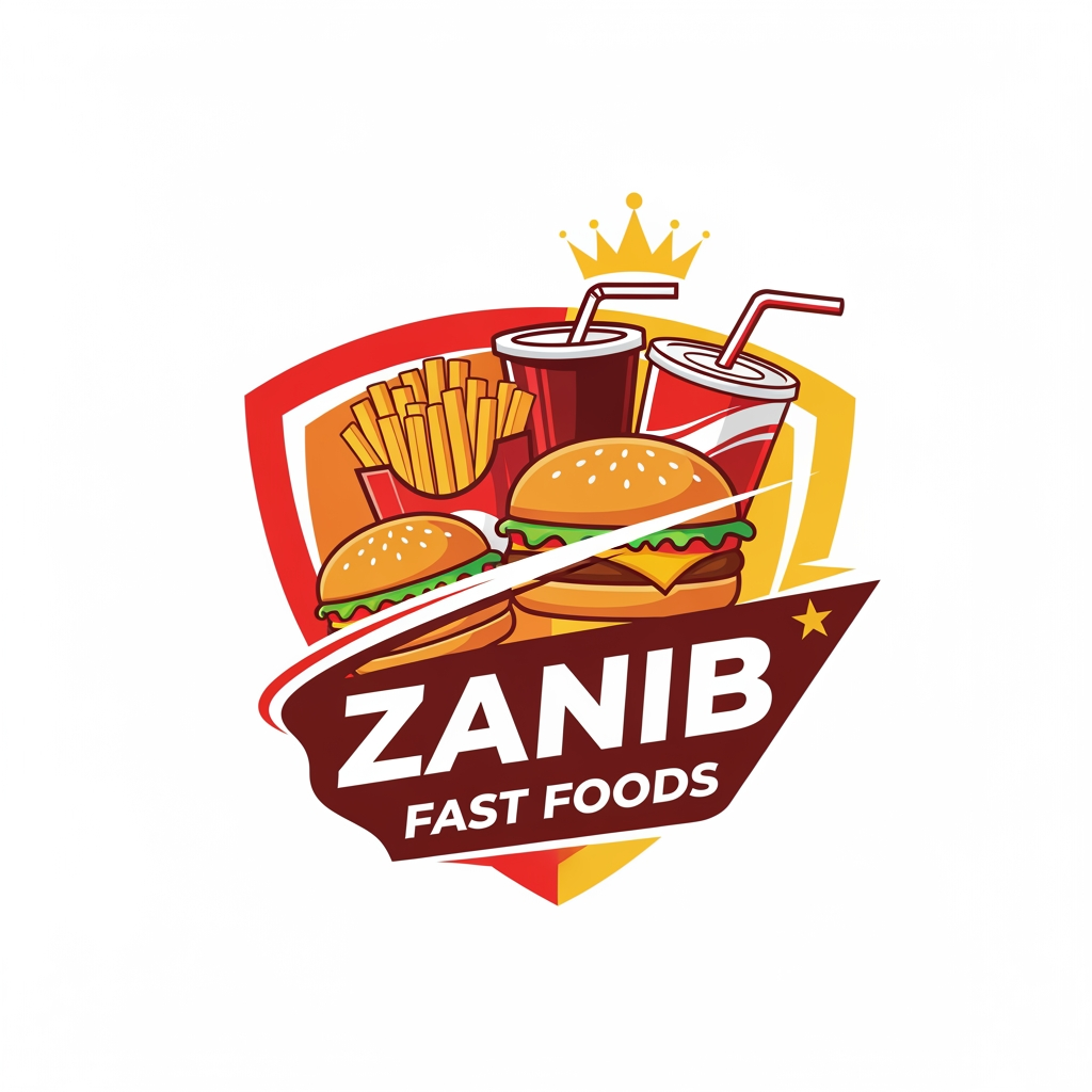 AI Design for Fast Foods Logo 
Brand Name Zanib Fast Foods