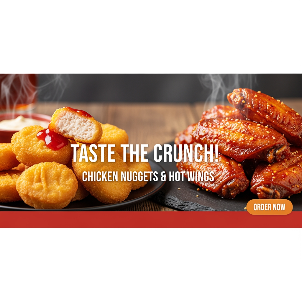 AI Design for chicken nuggets and hot wings
web banner