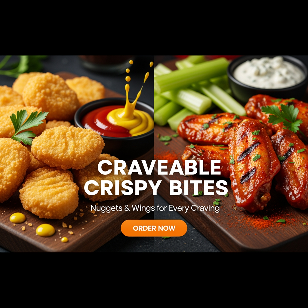 AI Design for chicken nuggets and hot wings
web banner