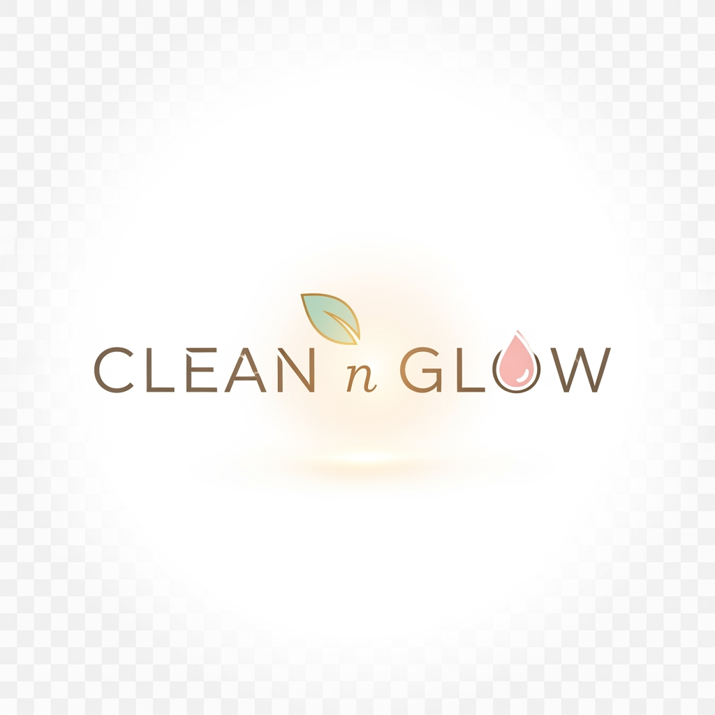 AI Design for Logo design for "Clean n Glow" skin care brand.  
Style: Minimal, modern, and elegant.  
Colors: Soft pastel tones (light pink, mint green, or beige) with golden accents.  
Elements: A subtle glow effect, clean typography, and a delicate leaf or water drop symbol to represent freshness and purity.  
Background: Transparent for versatile use.  
Mood: Premium, soothing, and trustworthy.