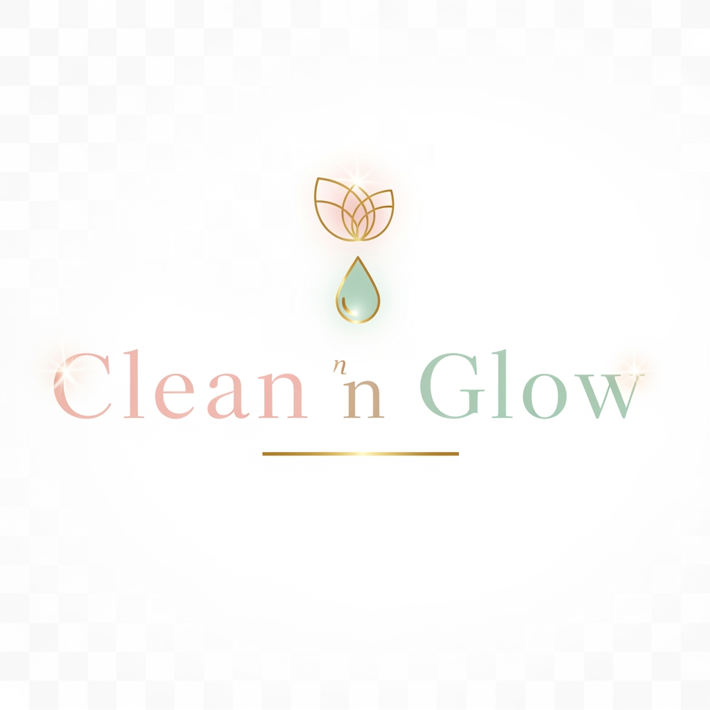 AI Design for Logo design for "Clean n Glow" skin care brand.  
Style: Minimal, modern, and elegant.  
Colors: Soft pastel tones (light pink, mint green, or beige) with golden accent.  
Elements: Subtle glow effect, clean typography, and a delicate leaf or water drop symbol to represent freshness and purity.  
Background: Transparent for versatile use.  
Mood: Premium, soothing, and trustworthy.