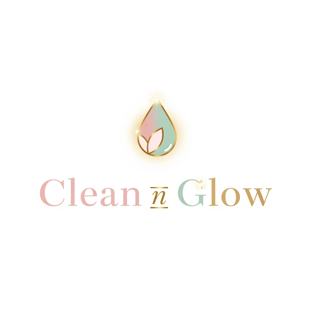 AI Design for Logo design for "Clean n Glow" skin care brand.  
Style: Minimal, modern, and elegant.  
Colors: Soft pastel tones (light pink, mint green, or beige) with golden accents.  
Elements: A subtle glow effect, clean typography, and a delicate leaf or water drop symbol to represent freshness and purity.  
Background: Transparent for versatile use.  
Mood: Premium, soothing, and trustworthy.