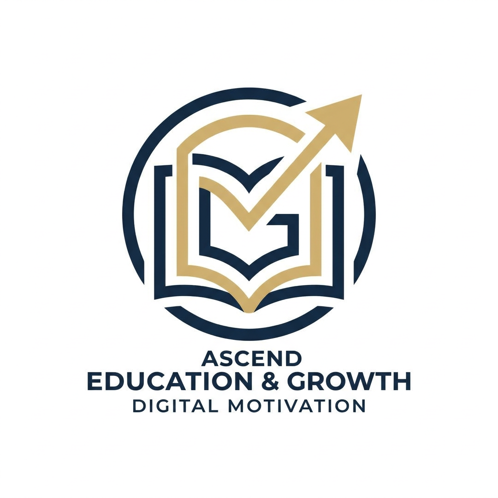 AI Design for A sophisticated and modern minimalist logo for a personal brand focused on education, motivation, and digital growth. The design features a stylized, elegant monogram or abstract symbol representing growth and knowledge, rendered in a refined color palette of deep navy, soft gold, and clean white. The composition is balanced and professional, suitable for a high-end social media profile picture, with clean lines, vector-style clarity, and a premium aesthetic.