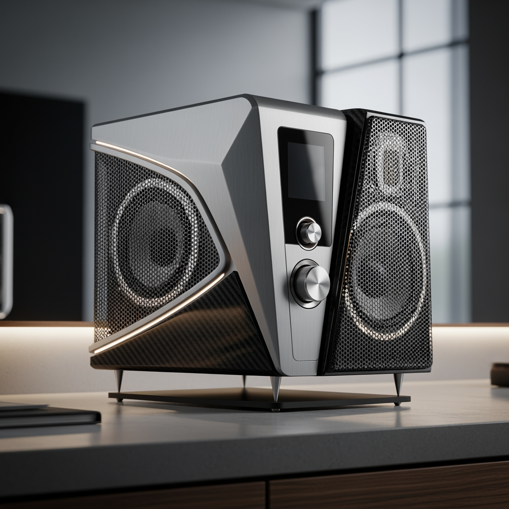 AI Design for Create a product picture of a speaker very fancy design modern