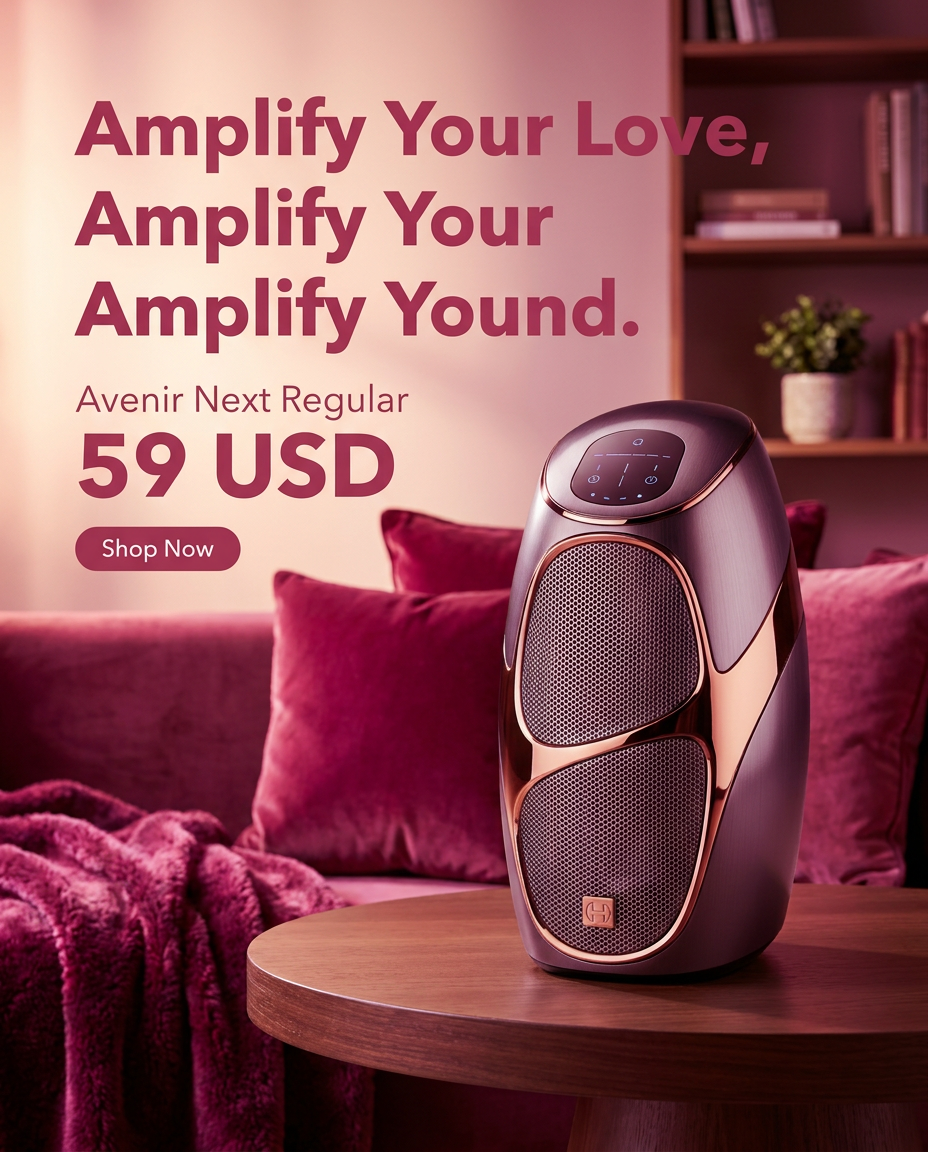 AI Design for Can you create a nice social media post of the @product[Fancy Speaker:80] in our brand style with the price 59 USD

The attached logo reference is the selected primary logo. Use it to understand brand identity. Do not place the logo in the generated image unless the user explicitly asks for logo placement.

The attached style guide board shows the brand logo, colors, and visual system. Use it as a brand aesthetic reference.

Make the colors in these exact hex codes: **Primary Color (#b0315e):** **Primary Color (#a63559):** **Primary Color (#af3253):** **Primary Color (#9a3859):** Do not include the hex numbers in the image itself.

Brand context: Identity: WITH LOVE INTERNET is a boutique digital marketing and web development agency that helps businesses navigate complex online landscapes to achieve growth. They combine strategic storytelling, high-performance web development, and creative design to help their clients clarify their message and amplify their digital presence.

### **Brand Voice:**
*   **Empathetic/Human-Centric:** The agency positions itself as a partner that genuinely cares about the client's journey, emphasizing "love" and meaningful relationships as the core of their business model.
*   **Confident/Expert:** They communicate with an authoritative tone regarding technical prowess, framing themselves as the solution to "digital noise" and the complexity of modern technology.
*   **Action-Oriented:** Their messaging is heavily focused on tangible outcomes and growth, frequently using power words like "results," "domination," "scaling," and "thriving" to signal a high-performance mindset.

### **Core Messaging:**
WLI promises to eliminate the confusion and "digital noise" businesses face by providing a holistic, tailor-made digital strategy that turns their brand story into a profitable asset. Their value proposition is centered on the "HeroGuide" methodology, which prioritizes placing the customer at the center of the story to drive engagement and sustainable business growth.

### **Visual Keywords:**
Modern, Clean, Human-Centric, Bold, Strategic

### **Color Palette Description:**
The brand utilizes a vibrant, deep magenta/berry-pink as its primary brand color. This choice is highly intentional: it bridges the gap between the professional, results-driven nature of a tech agency and the emotional, "human" element of their brand name ("With Love"). 
*   **Magenta/Berry:** Represents passion, creativity, and energy, standing out against the more clinical, neutral blues and grays often found in the tech and digital marketing industry.
*   **Black/White (Supporting):** Used for structure and contrast, providing a clean, sophisticated, and high-end feel that allows the vibrant pink to serve as an emotional focal point. 
The overall effect is one of warmth and approachability, suggesting that while the agency is technically rigorous, their primary motivation is the success and care of their clients. Brand voice: *   **Empathetic/Human-Centric:** The agency positions itself as a partner that genuinely cares about the client's journey, emphasizing "love" and meaningful relationships as the core of their business model.
*   **Confident/Expert:** They communicate with an authoritative tone regarding technical prowess, framing themselves as the solution to "digital noise" and the complexity of modern technology.
*   **Action-Oriented:** Their messaging is heavily focused on tangible outcomes and growth, frequently using power words like "results," "domination," "scaling," and "thriving" to signal a high-performance mindset.

### **Core Messaging:**
WLI promises to eliminate the confusion and "digital noise" businesses face by providing a holistic, tailor-made digital strategy that turns their brand story into a profitable asset. Their value proposition is centered on the "HeroGuide" methodology, which prioritizes placing the customer at the center of the story to drive engagement and sustainable business growth.

### **Visual Keywords:**
Modern, Clean, Human-Centric, Bold, Strategic

### **Color Palette Description:**
The brand utilizes a vibrant, deep magenta/berry-pink as its primary brand color. This choice is highly intentional: it bridges the gap between the professional, results-driven nature of a tech agency and the emotional, "human" element of their brand name ("With Love"). 
*   **Magenta/Berry:** Represents passion, creativity, and energy, standing out against the more clinical, neutral blues and grays often found in the tech and digital marketing industry.
*   **Black/White (Supporting):** Used for structure and contrast, providing a clean, sophisticated, and high-end feel that allows the vibrant pink to serve as an emotional focal point. 
The overall effect is one of warmth and approachability, suggesting that while the agency is technically rigorous, their primary motivation is the success and care of their clients. Core messaging: WLI promises to eliminate the confusion and "digital noise" businesses face by providing a holistic, tailor-made digital strategy that turns their brand story into a profitable asset. Their value proposition is centered on the "HeroGuide" methodology, which prioritizes placing the customer at the center of the story to drive engagement and sustainable business growth.

### **Visual Keywords:**
Modern, Clean, Human-Centric, Bold, Strategic

### **Color Palette Description:**
The brand utilizes a vibrant, deep magenta/berry-pink as its primary brand color. This choice is highly intentional: it bridges the gap between the professional, results-driven nature of a tech agency and the emotional, "human" element of their brand name ("With Love"). 
*   **Magenta/Berry:** Represents passion, creativity, and energy, standing out against the more clinical, neutral blues and grays often found in the tech and digital marketing industry.
*   **Black/White (Supporting):** Used for structure and contrast, providing a clean, sophisticated, and high-end feel that allows the vibrant pink to serve as an emotional focal point. 
The overall effect is one of warmth and approachability, suggesting that while the agency is technically rigorous, their primary motivation is the success and care of their clients. Visual keywords: Modern, Clean, Human-Centric, Bold, Strategic

### **Color Palette Description:**
The brand utilizes a vibrant, deep magenta/berry-pink as its primary brand color. This choice is highly intentional: it bridges the gap between the professional, results-driven nature of a tech agency and the emotional, "human" element of their brand name ("With Love"). 
*   **Magenta/Berry:** Represents passion, creativity, and energy, standing out against the more clinical, neutral blues and grays often found in the tech and digital marketing industry.
*   **Black/White (Supporting):** Used for structure and contrast, providing a clean, sophisticated, and high-end feel that allows the vibrant pink to serve as an emotional focal point. 
The overall effect is one of warmth and approachability, suggesting that while the agency is technically rigorous, their primary motivation is the success and care of their clients. Palette direction: The brand utilizes a vibrant, deep magenta/berry-pink as its primary brand color. This choice is highly intentional: it bridges the gap between the professional, results-driven nature of a tech agency and the emotional, "human" element of their brand name ("With Love"). 
*   **Magenta/Berry:** Represents passion, creativity, and energy, standing out against the more clinical, neutral blues and grays often found in the tech and digital marketing industry.
*   **Black/White (Supporting):** Used for structure and contrast, providing a clean, sophisticated, and high-end feel that allows the vibrant pink to serve as an emotional focal point. 
The overall effect is one of warmth and approachability, suggesting that while the agency is technically rigorous, their primary motivation is the success and care of their clients.

The attached image is a product reference photo. Use it to ensure accurate product representation, including colors, shapes, logos, and details. Maintain product fidelity while adapting to the creative context.