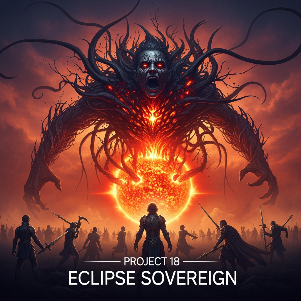 AI Design for Project 18: Eclipse Sovereign
Θέση κυκλοφορίας: Φάση 13 Τελικό – 2105
Στην πιο σκοτεινή ώρα, κάθε ήρωας - Νέοι Εκδικητές, Νέοι Φύλακες, Fantastic Four και οι τελευταίοι θρύλοι - ενώνονται για μια τελική μάχη ενάντια στον Eclipse Sovereign καθώς προσπαθεί να επισκιάσει τον Ήλιο και να σβήσει κάθε φως από την ύπαρξη. Θα γίνουν θυσίες. Θρύλοι θα πέσουν. Αλλά στο τέλος, ακόμη και η πιο σκοτεινή νύχτα δεν μπορεί να επιβιώσει από την αυγή.
Η ταινία ξεκινά με απόλυτο τρόμο. Ο Ήλιος αρχίζει να εξαφανίζεται. Αιώνιο σκοτάδι απλώνεται σε όλη τη Γη. Οι πόλεις πέφτουν στο χάος. Τεράστια ρήγματα έκλειψης ανοίγουν σε όλο τον πλανήτη, το διάστημα και τα μυστικιστικά βασίλεια. Η φωνή του Sovereign βροντάει: «Η αντίστασή σας ήταν διασκεδαστική. Τώρα... ας μην γίνει τίποτα». Όλοι οι ήρωες συγκεντρώνονται στον ετοιμόρροπο Πύργο της Ενότητας κάτω από έναν μαύρο ουρανό.
Πράξη 1 – Η Τελευταία Συμμαχία
Κάθε μεγάλος ήρωας είναι παρών για μια συναισθηματική ονομαστική κλήση: Νέοι Εκδικητές (Specter, Kiswet, Lady Thor, Rogue Sentinel, Soldier Boy)
Fantastic Four
Νέοι Φύλακες (Star Lord, Adam Warlock, Yondu, Manhunter, Mandalore the First, Jack the First)
Zatanna & Shadow Spider (βγαίνουν από τη συνταξιοδότηση για τελευταία φορά)
Ο Reed ενεργοποιεί το Eclipse Lantern, τώρα ενισχυμένο με το Temporal Echo Blade από το Project 17. Το σχέδιο: Ο Kiswet + ο Soldier Boy θα τροφοδοτήσουν το Lantern ενώ οι υπόλοιποι ήρωες πολεμούν σε τρία μέτωπα - Γη, Τροχιά και Umbral Afterlife. Πράξη 2 – Πόλεμος σε Σφαίρες
Η ταινία εκρήγνυται σε τρεις παράλληλους, διασυνδεδεμένους πολέμους: Γήινο Μέτωπο (Επίπεδο Δρόμου & Συναισθηματικός)
Shadow Spider, Rogue Sentinel, Ben Grimm και Specter υπερασπίζονται τη Νέα Υόρκη. Ο Rogue Sentinel έχει μια τελευταία ηρωική επίθεση, χρησιμοποιώντας τη διαφθορά του ενάντια στις δυνάμεις του Sovereign πριν σχεδόν πεθάνει ξανά.Cosmic Front (Διαστημική Μάχη)
Οι Νέοι Φύλακες + Johnny Storm + Lady Thor + Mandalore ηγούνται μιας τρελής επίθεσης στη ναυαρχίδα του Sovereign - μια κατασκευή Eclipse μεγέθους πλανήτη. Οι Yondu, Manhunter και Star Lord έχουν απίστευτες στιγμές δράσης.Mystic/Temporal Front (Συναρπαστικό)
Οι Zatanna, Adam Warlock, Kiswet, Soldier Boy και Reed εισέρχονται στην καρδιά της δύναμης του Sovereign σε ένα καταρρέον βασίλειο μεταξύ χρόνου και λήθης.Καταστροφή στο μέσο: Ο Sovereign αποκαλύπτει την αληθινή του μορφή - ένα κολοσσιαίο, συνεχώς μεταβαλλόμενο ον καθαρού αντι-φωτός με το ουρλιαχτό πρόσωπο του Elias Voss παγιδευμένο μέσα. Υπερνικά τους ήρωες και προκαλεί καταστροφικές απώλειες. Πράξη 3 – Η Τελική Έκλειψη
Ξεδιπλώνεται η μεγαλύτερη μάχη της Φάσης 13. Βασικές στιγμές: Η Λαίδη Θορ και ο Μάνταλορ ο Πρώτος μπαίνουν σε πλήρη θεϊκή λειτουργία, συνδυάζοντας την αστραπή της Ασγκαρντ με την οργή της Μανταλόριαν.
Οι Φανταστικοί Τέσσερις πραγματοποιούν έναν τρελό συνδυασμό επιστήμης-μαγείας με τον Ριντ και τη Σου.
Ο Άνταμ Γουόρλοκ καίει ένα τεράστιο μέρος της δύναμής του κρατώντας ανοιχτές πύλες.
Η Θυσία
Στην κορύφωση, ο Κυρίαρχος πρόκειται να επισκιάσει εντελώς τον Ήλιο. Ο μόνος τρόπος για να δώσει το θανατηφόρο χτύπημα με το Φανάρι Έκλειψης + Λεπίδα Χρονικής Ηχούς είναι κάποιος να το δώσει από κοντινή απόσταση μέσα στον πυρήνα του Κυρίαρχου. Η Αράχνη Σκιάς προσφέρεται εθελοντικά. Σε μια σπαρακτική, κερδισμένη στιγμή, λέει στους νεαρούς ήρωες: «Είχα τον χρόνο μου. Αυτός ο νέος κόσμος... είναι δικός σας τώρα». Ορμά στον πυρήνα του Κυρίαρχου με τη λεπίδα. Ο Στρατιώτης, η Λαίδη Θορ και ο Κίσγουετ ρίχνουν ό,τι έχουν μέσα του. Η Αράχνη Σκιάς δίνει το θανατηφόρο χτύπημα — σκοτώνοντας τον Κυρίαρχο Έκλειψης. Μια τεράστια έκρηξη φωτός ξεσπά. Ο Ήλιος επιστρέφει. Το σκοτάδι θρυμματίζεται σε όλο το σύμπαν. Η Σκιά Αράχνη του Θανάτου πεθαίνει ηρωικά στην έκρηξη, το σώμα του διαλύεται σε λαμπερά σωματίδια καθώς χαμογελάει για τελευταία φορά. Η Ζατάνα, παρακολουθώντας από μακριά, ψιθυρίζει ένα τελευταίο ξόρκι προς τα πίσω σε φόρο τιμής καθώς η ψυχή του πεθαίνει ειρηνικά. Ο Κυρίαρχος είναι νεκρός. Η ουσία του καταστρέφεται ολοσχερώς. Τέλος - Αυγή
Η ταινία επιβραδύνει για συναισθηματικούς ρυθμούς: Ο Στρατιώτης επιλέγει να μείνει μόνιμα στο 2105. Μοιράζεται μια ήσυχη, γεμάτη σεβασμό στιγμή με τη Λαίδη Θορ - μια ξεκάθαρη ρομαντική σπίθα.
Οι Φανταστικοί Τέσσερις τελικά θεραπεύονται ως οικογένεια.
Ο Απατεώνας Φρουρός αποκτά τον πλήρη έλεγχο των δυνάμεών του.
Ο Κίσγουετ γίνεται η νέα καρδιά της ομάδας.
Μια όμορφη κηδεία για τη Σκιά Αράχνη σε μια πλέον φωτεινή ταράτσα, στην οποία παρευρίσκονται όλοι οι ήρωες.
Τελική σκηνή: Ολόκληρη η συμμαχία στέκεται μαζί στον Πύργο της Ενότητας την ανατολή του ηλίου. Ένα νέο λάβαρο κυματίζει - Η Πρωτοβουλία Ενότητας. Όλοι κοιτάζουν προς τα αστέρια καθώς ο Άνταμ Γουόρλοκ λέει: «Αυτή ήταν μόνο η πρώτη σκιά... έρχονται μεγαλύτερες». Σκηνή 1 μετά τους τίτλους τέλους (μέσα στους τίτλους τέλους):
Μια μυστηριώδης νέα απειλή αναδύεται από ένα διαφορετικό είδος ρήγματος - ένας κοσμικός κατακτητής ή ένα πολυσύμπαν ον (που στήνει τη Φάση 2). Σκηνή 2 μετά τους τίτλους τέλους (αληθινοί τίτλοι τέλους):
Ο Μάνταλορ αφήνει τους Γκουράντιους και πηγαίνει στο διάστημα για να χτίσει και να βρει τον λαό του.make me the poster of this movie
