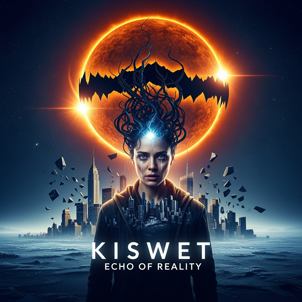 AI Design for Project 10: Kiswet: Echo of Reality
Release Date: Phase 1 – Movie #10 (2103)
Scourged by overwhelming visions of a dying universe, Kiswet must master the reality-warping powers of empathy before the Eclipse overwhelms her mind — all the while confronting the terrifying possibility that Soldier Boy may be the key to either saving or dooming everything.
Kiswet stands in the middle of a busy New York City street as thousands of people suddenly lose their shadows. She collapses, overwhelmed by a flood of fear, pain, and darkness that overflows her mind. She sees a vision of the Sun eclipsed and the Earth frozen in eternal night. Act 1 – The Empathy That Breaks
Kiswet struggles badly. Her powers have become too powerful — she feels every emotion on the planet as the Eclipse spreads, leading her to a breakdown. Zatanna and Lady Thor (from previous works) help her, but it's not enough. The New Avengers assign her a special mission: Use her abilities to explore Soldier Boy's mind and timeline, hoping to find a weakness in the Eclipse or a way to send him home safely. Soldier Boy reluctantly agrees. Act 2 – Echoes of the Past
Kiswet and Soldier Boy enter a deep psychic/mystical connection (with Zatanna's help). They travel through Soldier Boy's memories from 1988 - we see extensive flashbacks to his past, Captain America, and the exact moment the portal pulls him in. During the mind-travel: Kiswet witnesses Soldier Boy's worst atrocities and traumas.
Soldier Boy is forced to confront the pain he has caused.
They discover that the Eclipse Overlord has been subtly influencing Soldier Boy since 1988, using him as a "time anchor."
Reality begins to unravel around them. Shadowy versions of Kiswet's greatest fears manifest — including a corrupted version of herself as the Lady's bride. Mid-story twist: Kiswet learns that she and Elias Voss share a distant ancestral connection, which makes her particularly vulnerable to the Eclipse. Act 3 – Reality Unfolds
A climactic battle within a collapsing “Echo Realm” — a pocket of shattered memories and realities. Kiswet must battle shadowy versions of the entire team (including a fully corrupted Rogue Sentinel and a monstrous Soldier Boy). With the help of Lady Thor (who enters the realm to support her) and a projection of Zatanna, Kiswet makes a major breakthrough. She learns not only to feel emotions, but to reshape them — transforming fear into courage and darkness into light. She pulls both herself and Soldier Boy out of the Echo Realm, significantly weakening a large Eclipse Rift in the process. Ending
Kiswet emerges stronger and more in control than ever. She tells the team that she is ready for the coming war. In a quiet final scene with Soldier Boy, she says, "You are not just a weapon from the past, Ben. You can still choose who you want to be." Soldier Boy is visibly shaken and more determined than ever. Scene 1 after the end credits:
The Mistress of the Eclipse speaks directly to Kiswet in her mind: "Well done, little echo... You will make a fine vessel." Scene 2 after the end credits:
Manhunter and Yondu are seen arriving on Earth, bringing urgent news from the New Guardians about entire sectors of space going dark.make me the poster of this movie