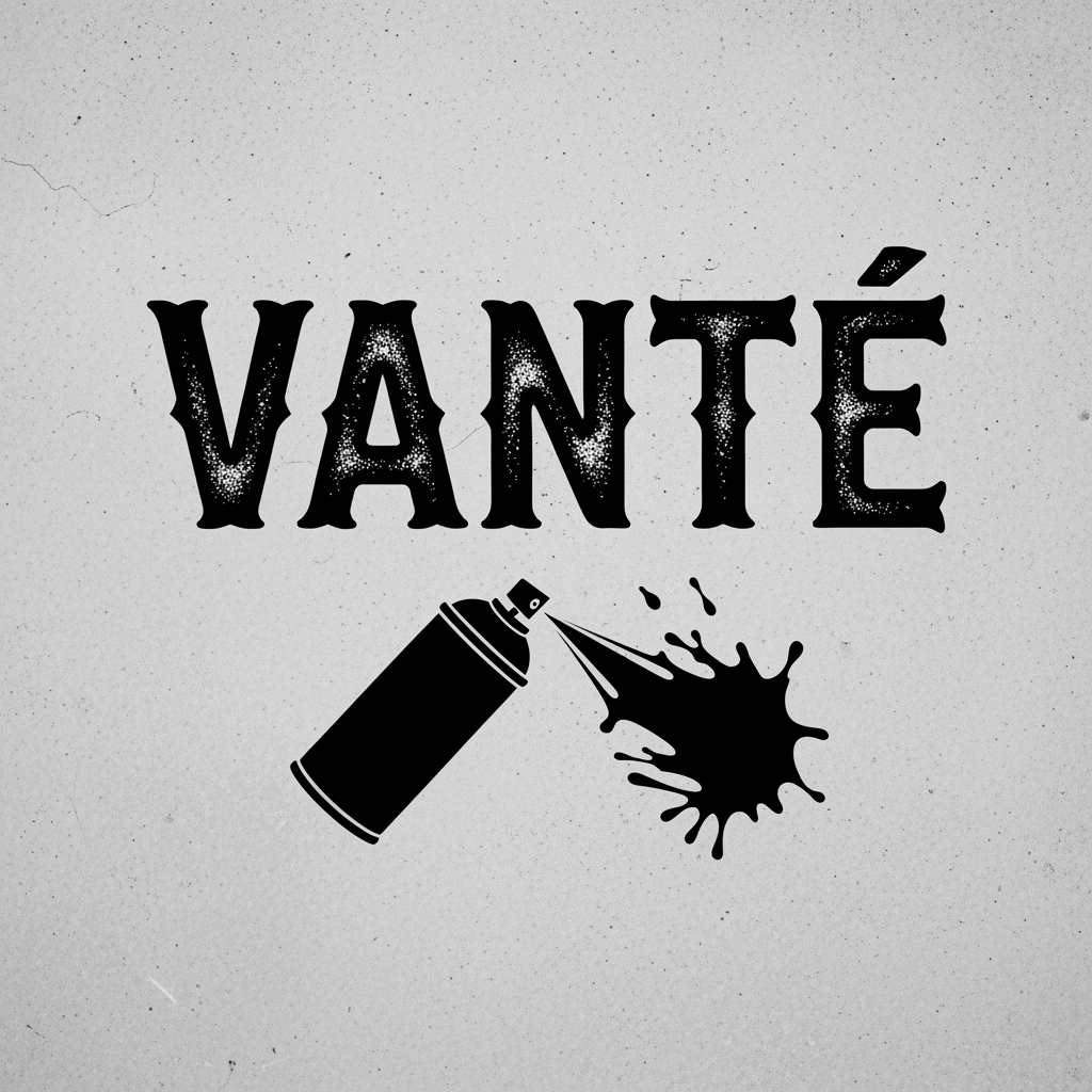 AI Design for VANTÉ is a street clothing brand make a logo according to it with baskerville old face font ad something unqiue in my logo keep the color black add something street style vibe in this make something good please i dont like this change everthing
