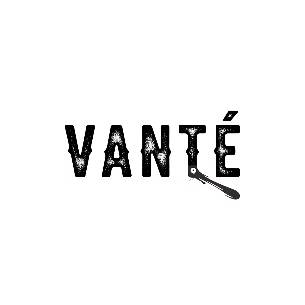 AI Design for VANTÉ is a street clothing brand make a logo according to it with baskerville old face font ad something unqiue in my logo keep the color black add something street style vibe in this make something good please i dont like this change everthing