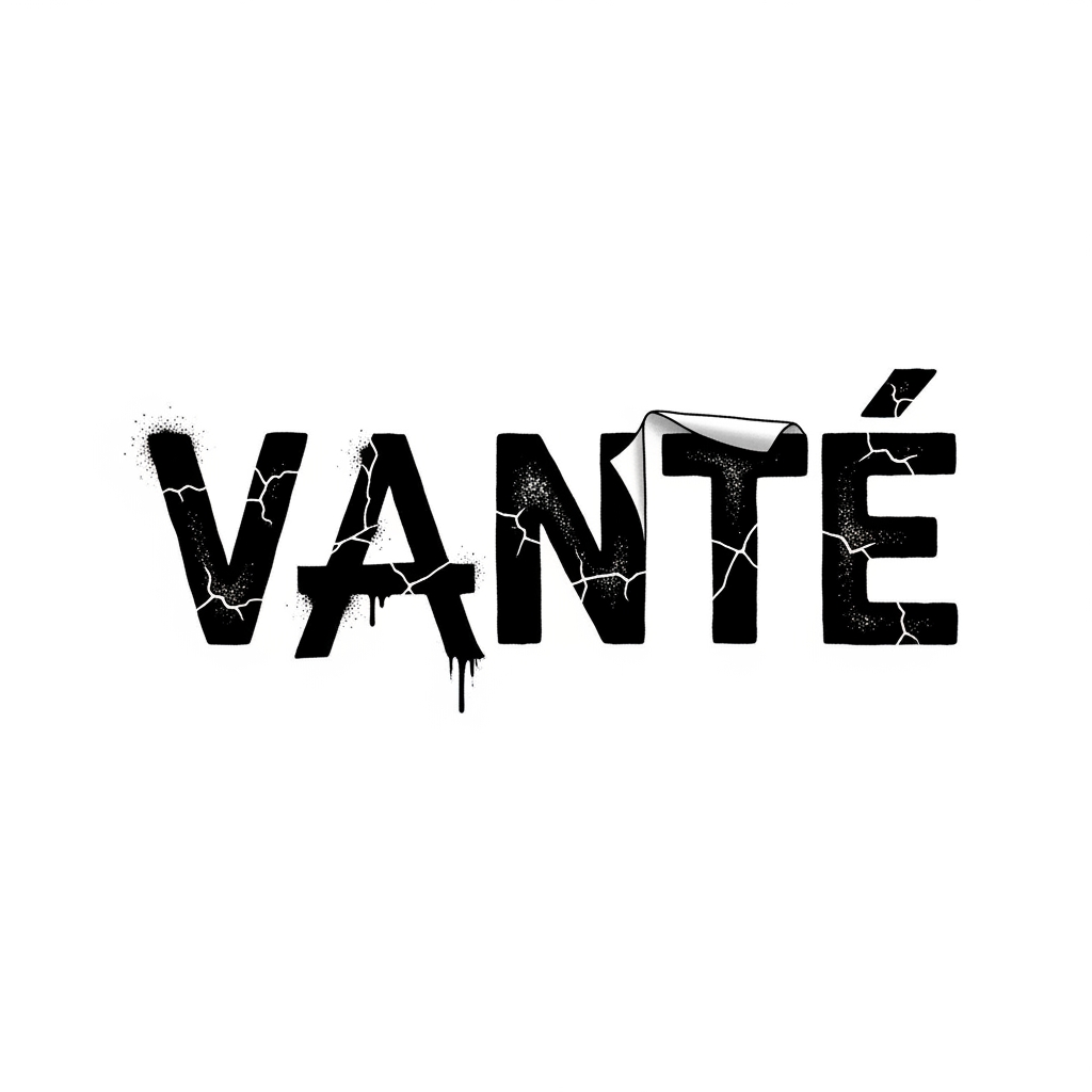 AI Design for VANTÉ is a street clothing brand make a logo according to it with baskerville old face font ad something unqiue in my logo keep the color black add something street style vibe in this