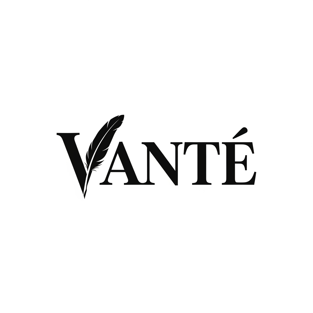 AI Design for VANTÉ is a street clothing brand make a logo according to it with baskerville old face font ad something unqiue in my logo keep the color black