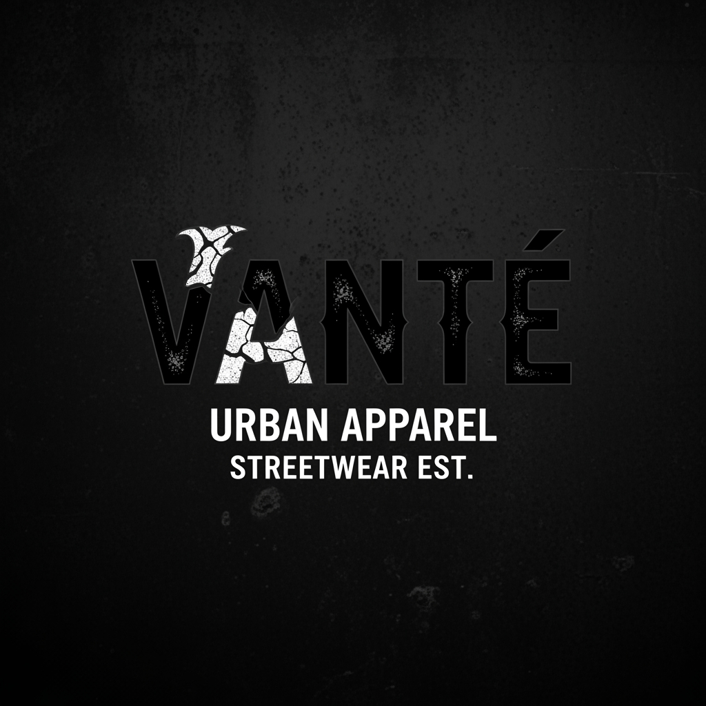 AI Design for VANTÉ is a street clothing brand make a logo according to it with baskerville old face font ad something unqiue in my logo keep the color black add something street style vibe in this