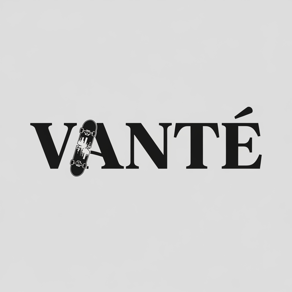 AI Design for VANTÉ is a street clothing brand make a logo according to it with baskerville old face font ad something unqiue in my logo keep the color black