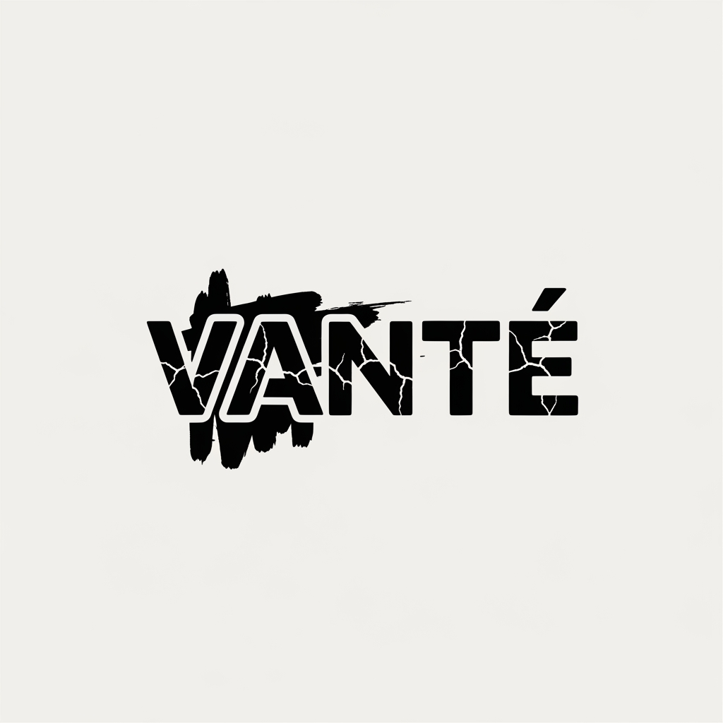 AI Design for VANTÉ is a street clothing brand make a logo according to it with baskerville old face font ad something unqiue in my logo keep the color black add something street style vibe in this