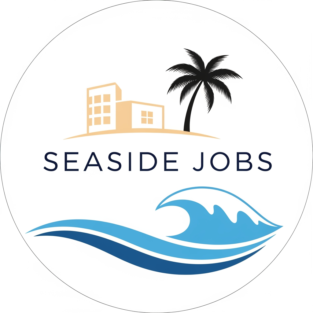 AI Design for i have a website called "seaside jobs". its basically a booking platform for hotels and hospitality to find staff and i would like a logo to display in a navigation bar and in the browser tab. give me an other style. something smaller maybe