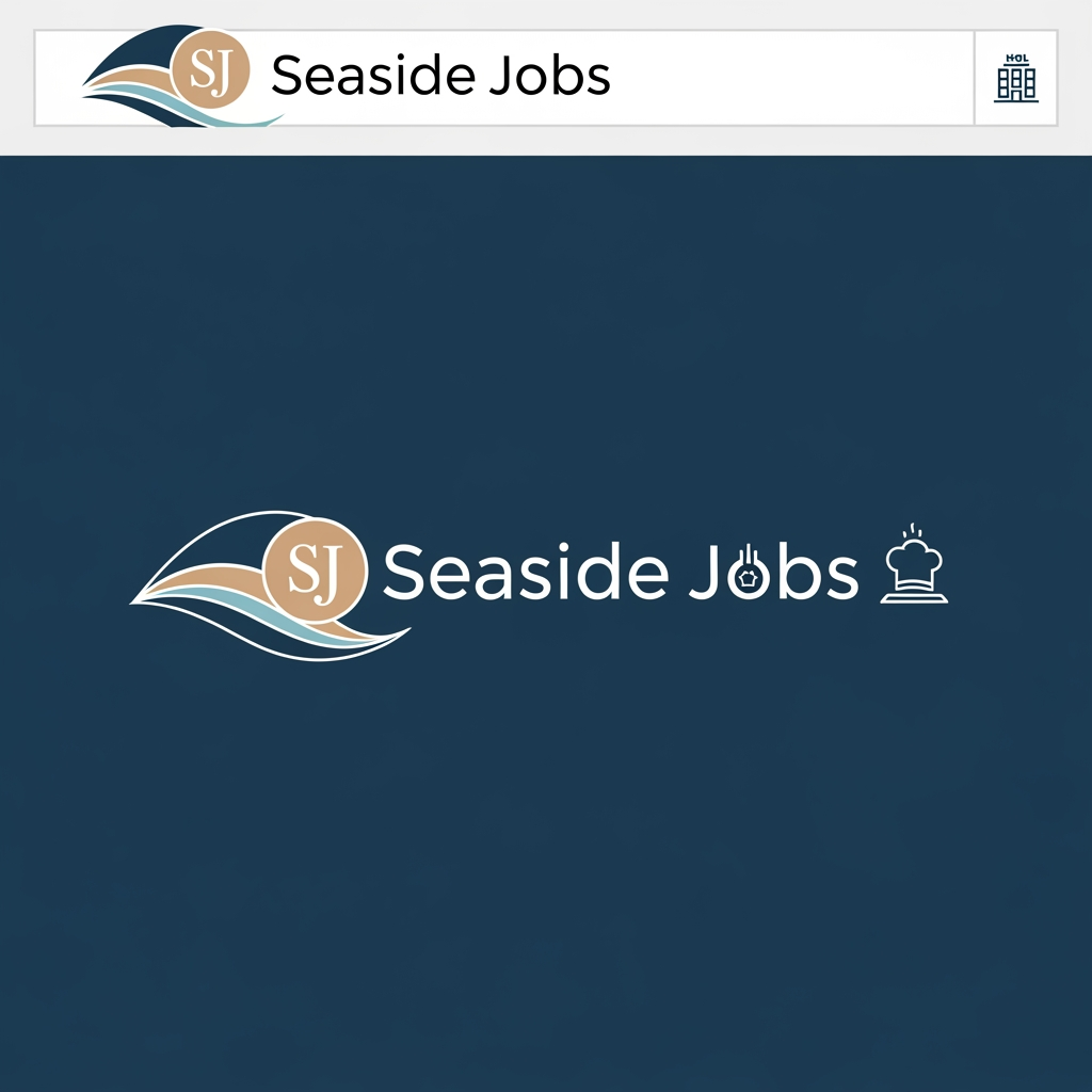 AI Design for i have a website called "seaside jobs". its basically a booking platform for hotels and hospitality to find staff and i would like a logo to display in a navigation bar and in the browser tab. give me an other style. something smaller maybe