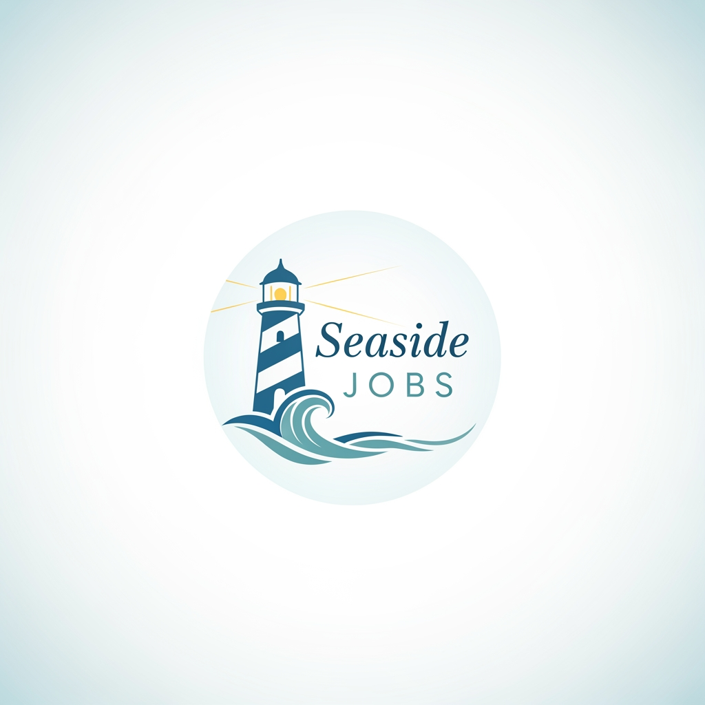 AI Design for i have a website called "seaside jobs" and i would like a logo to display in a navigation bar and in the browser tab. what do you suggetsT?