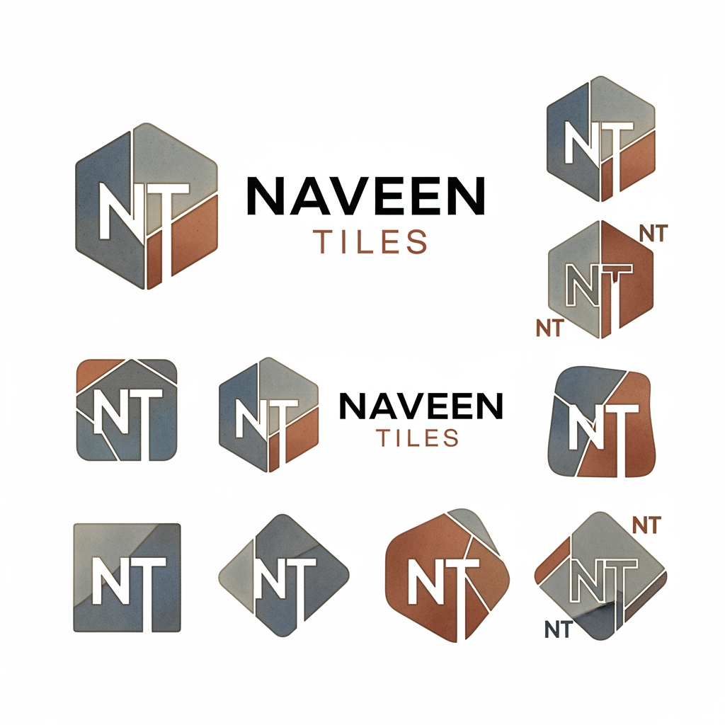 AI Design for i want to create a unique logo for my business " naveen tiles" NT, need more option