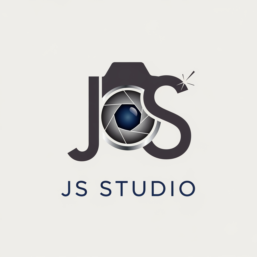 AI Design for I WANT A LOGO FOR STUDIO . STUDIO NAME IS JS NEED LIKE CAMRA DEFARENT