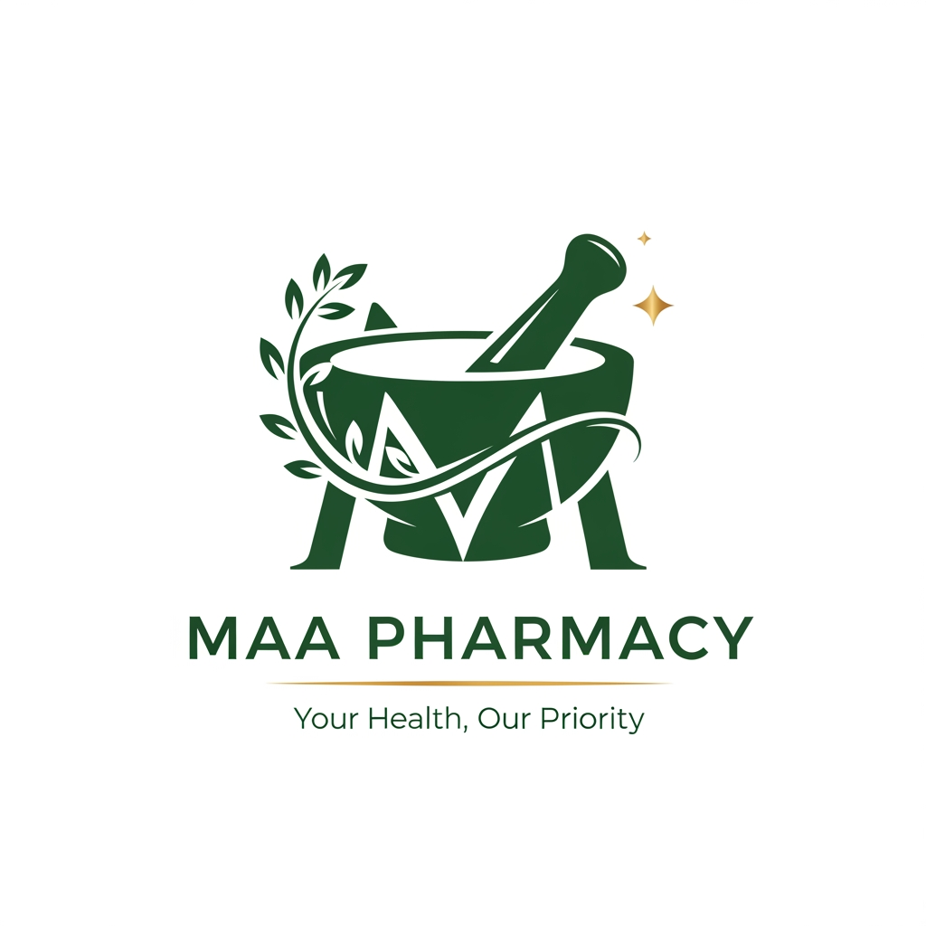 AI Design for creat for me a genuine pharmacy logo name with MAA PHARMACY