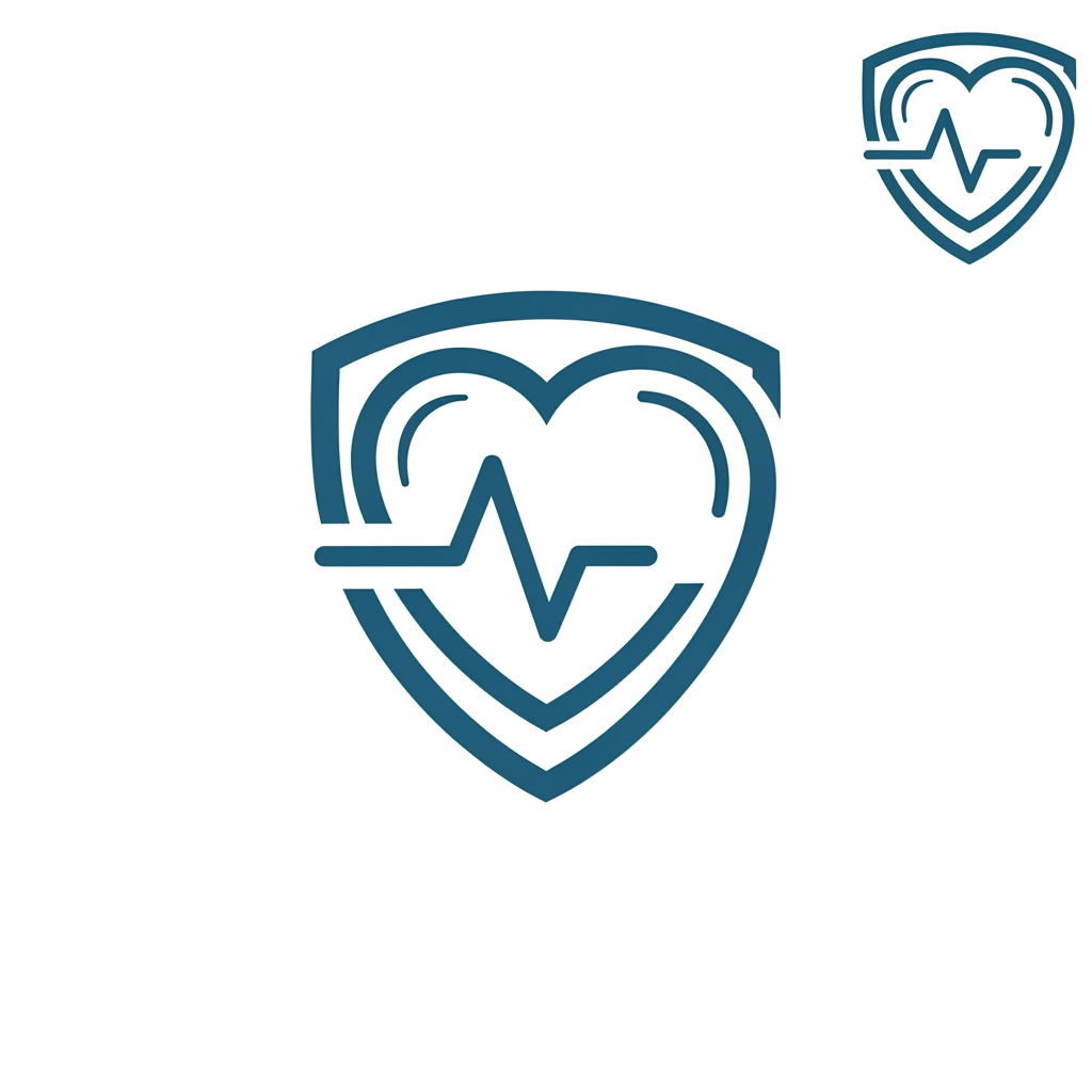 AI Design for Create a sleek geometric logo icon that merges a heart, shield, and pulse line into a single unified symbol. Premium healthcare technology branding, clean vector lines, modern minimalist style, strong visual impact, symmetrical composition, white background, transparent version included, scalable, memorable, and unique. No text, no letters, no words.minimalist, geometric, vector, negative space, premium, health-tech, startup, modern, futuristic, clean, scalable, iconic, app icon, flat design, transparent background, award-winning logo.