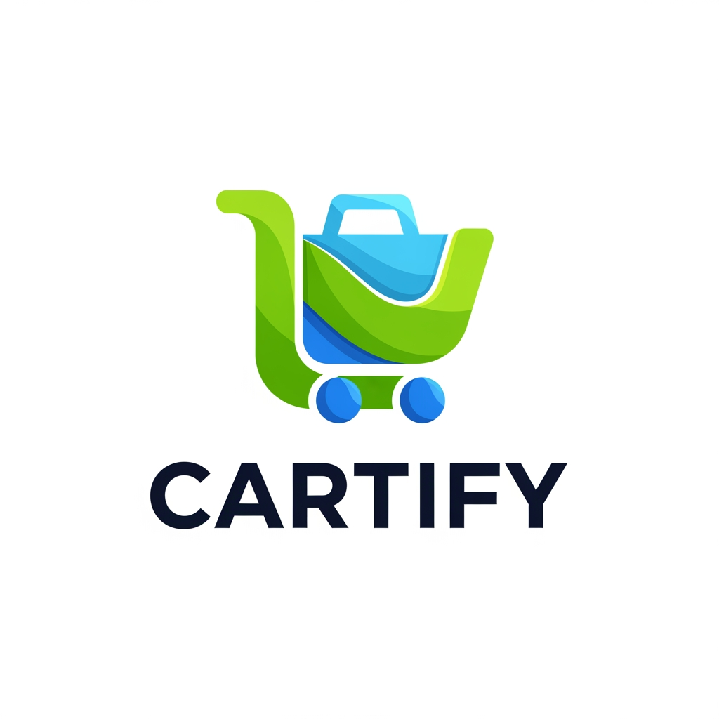 AI Design for Brand name : Cartify
create a vibrant and playfull combination logo for an e-commers platform.Incorporate a shopping cart oR BAG IN A UNIQUE WAY, with smooth curves and bold typhography
Audience : Young online shoppers trendy brand
Age 16-35
purpose : To present A Fun , engaging and easy use shopping plartform
Color Palette:
Use Green as the primary color. You may include related shades such as Blue, Sky Blue or cool greys for variation and contrast.
Typography:
Use a sans-serif or similar clean, stylish, and modern font. The font should reflect simplicity, readability, and a professional tone.
Logo Style:
Design a combination mark logo, which includes:
A symbol/icon (custom-drawn or refined from your sketch/AI version)
The brand name as text
Ensure both elements work together and also separately (icon + text can be used individually if needed)