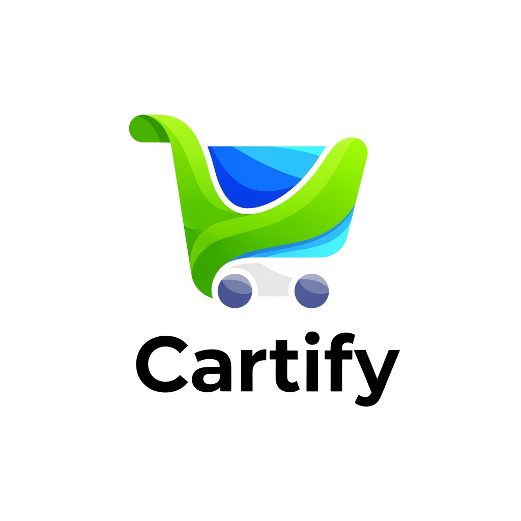 AI Design for Brand name : Cartify
create a vibrant and playfull combination logo for an e-commers platform.Incorporate a shopping cart oR BAG IN A UNIQUE WAY, with smooth curves and bold typhography
Audience : Young online shoppers trendy brand
Age 16-35
purpose : To present A Fun , engaging and easy use shopping plartform
Color Palette:
Use Green as the primary color. You may include related shades such as Blue, Sky Blue or cool greys for variation and contrast.
Typography:
Use a sans-serif or similar clean, stylish, and modern font. The font should reflect simplicity, readability, and a professional tone.
Logo Style:
Design a combination mark logo, which includes:
A symbol/icon (custom-drawn or refined from your sketch/AI version)
The brand name as text
Ensure both elements work together and also separately (icon + text can be used individually if needed)
