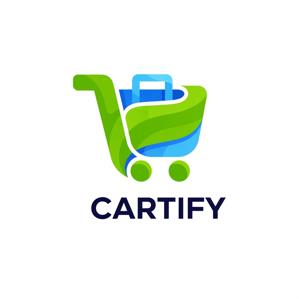 AI Design for Brand name : Cartify
create a vibrant and playfull combination logo for an e-commers platform.Incorporate a shopping cart oR BAG IN A UNIQUE WAY, with smooth curves and bold typhography
Audience : Young online shoppers trendy brand
Age 16-35
purpose : To present A Fun , engaging and easy use shopping plartform
Color Palette:
Use Green as the primary color. You may include related shades such as Blue, Sky Blue or cool greys for variation and contrast.
Typography:
Use a sans-serif or similar clean, stylish, and modern font. The font should reflect simplicity, readability, and a professional tone.
Logo Style:
Design a combination mark logo, which includes:
A symbol/icon (custom-drawn or refined from your sketch/AI version)
The brand name as text
Ensure both elements work together and also separately (icon + text can be used individually if needed)