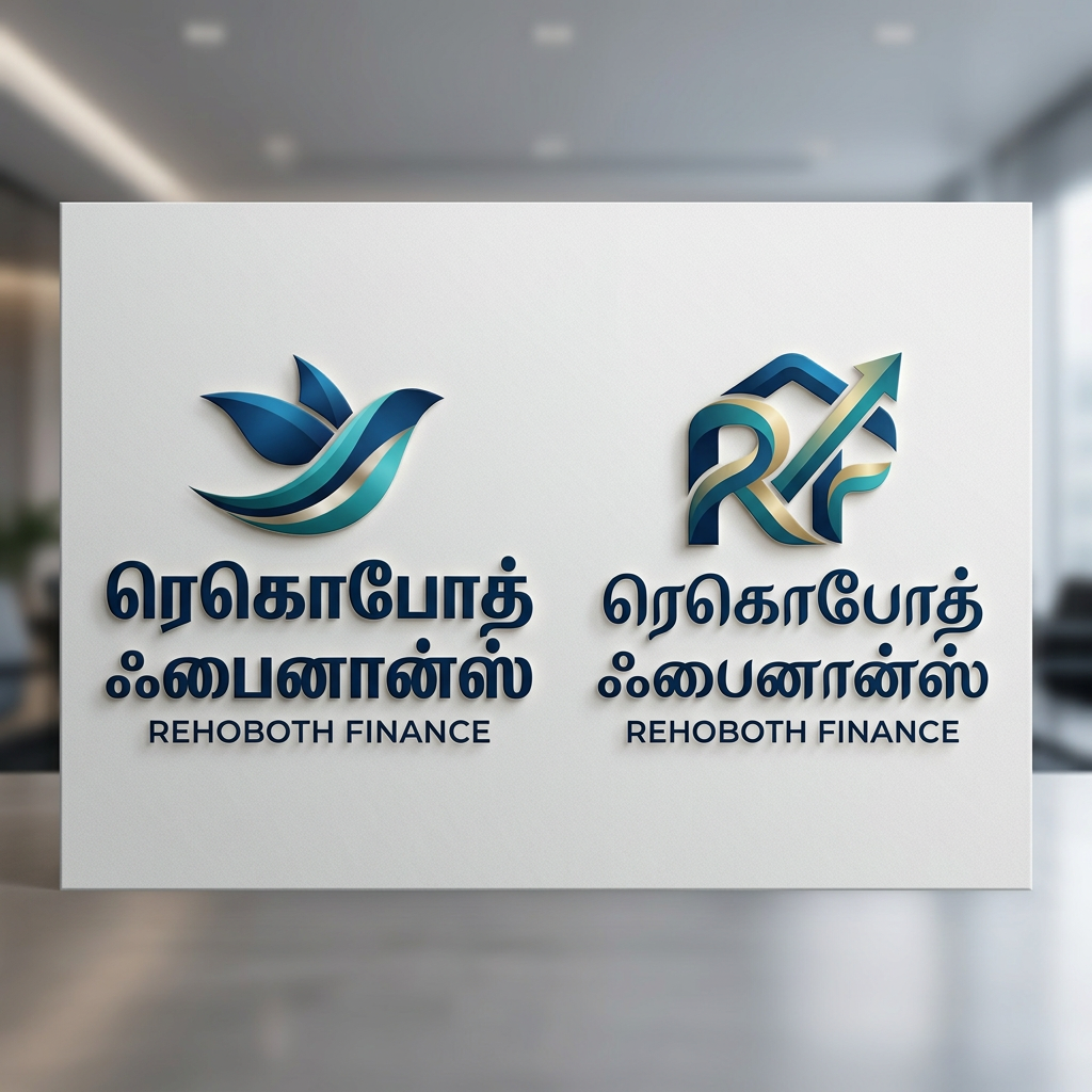 AI Design for [ ரெகொபோத் ஃபைனான்ஸ்]name  create logos new design. letter different font style