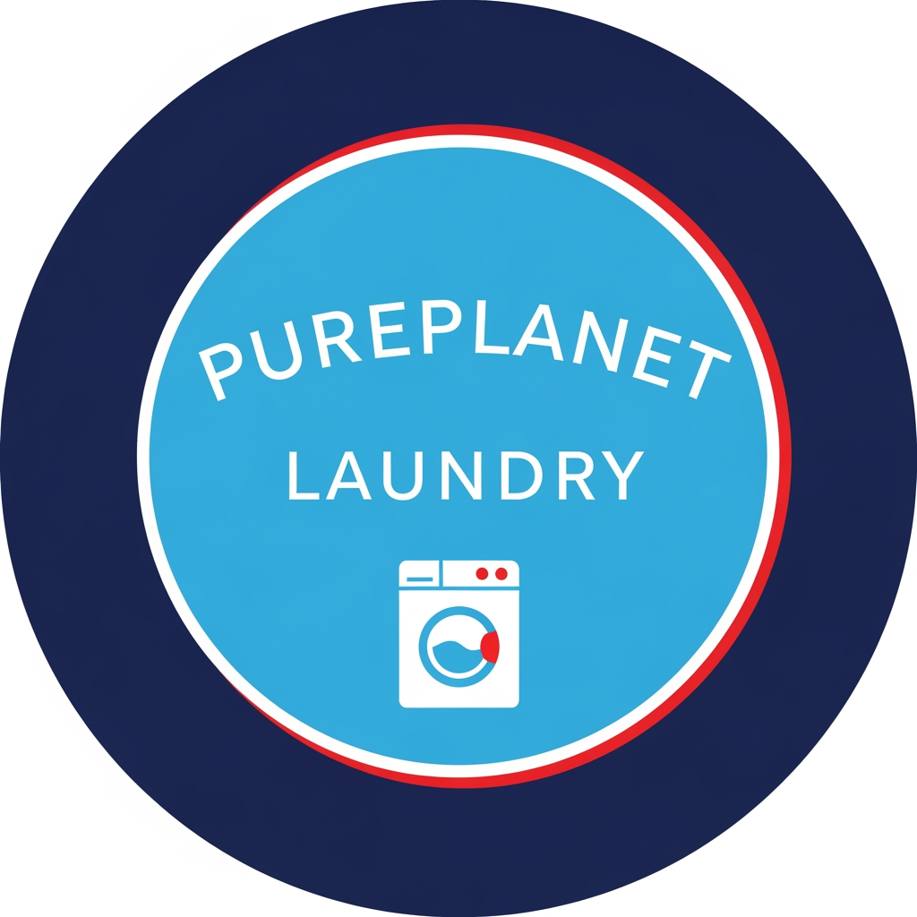 AI Design for PurePlanet Laundry a logo for my landry service project logo in circle and color is sky blue or darkblue red or white more attractive a washing mahine small img