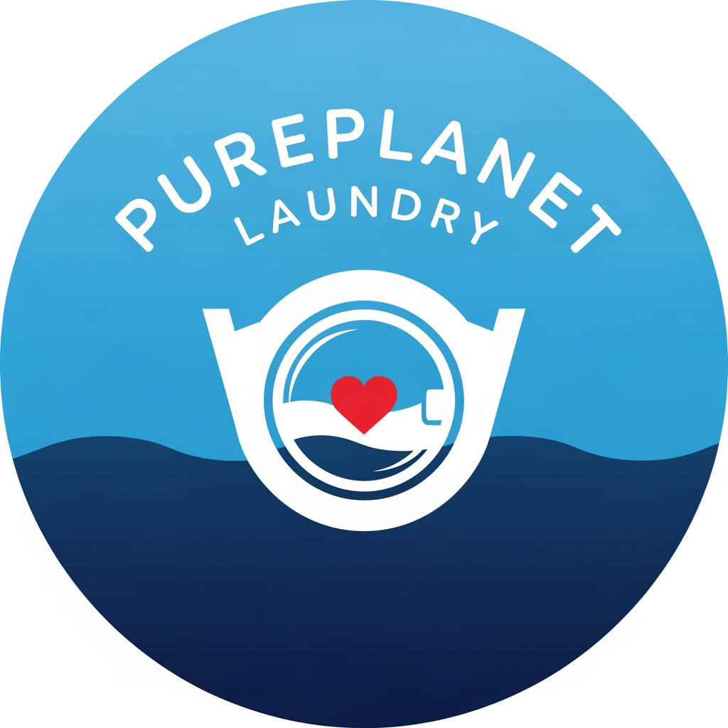 AI Design for PurePlanet Laundry a logo for my landry service project logo in circle and color is sky blue or darkblue red or white