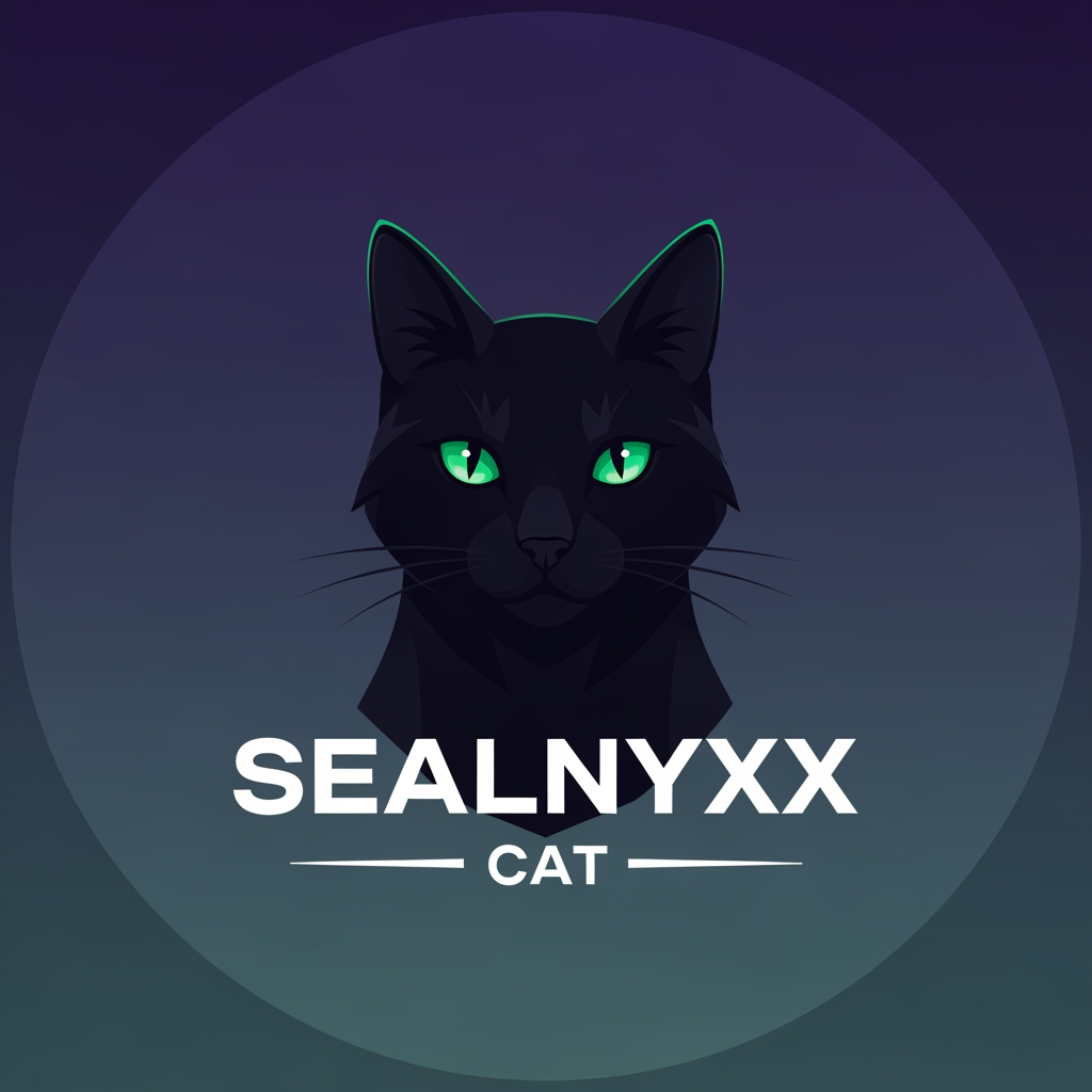 AI Design for make a logo for a discord pfp without discord logo and it should say sealnyxx and cat