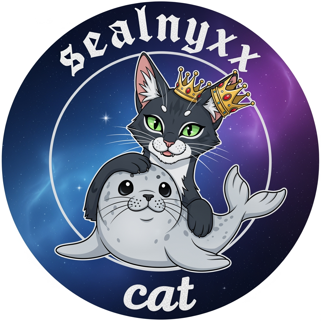 AI Design for make a logo for a discord pfp without discord logo and it should say sealnyxx and cat