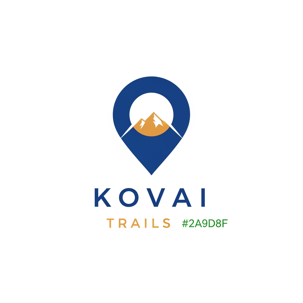 AI Design for Design a modern, innovative, and premium logo for a travel and tourism platform called "Kovai Trails".
Create a unique location pin icon that seamlessly integrates a minimalist mountain silhouette inside the pin, symbolizing exploration, destinations, nature, and discovery. The design should feel like a modern tech startup rather than a traditional travel agency.
Style: minimal, geometric, clean, flat vector design, highly memorable, scalable, timeless, professional.
Avoid common travel clichés such as airplanes, passports, suitcases, globes, and generic tourism symbols.
Color Palette:
* Primary: #0F4C5C (Deep Ocean Blue)
* Secondary: #E9C46A (Warm Sand Gold)
* Accent: #2A9D8F (Travel Green)
Typography:
* Modern sans-serif similar to Sora
* Custom wordmark for "Kovai Trails"
* Premium letter spacing
* Clean and sophisticated appearance
Requirements:
* White background
* Balanced icon and wordmark lockup
* Flat vector style
* Strong brand identity
* Suitable for website, mobile app, favicon, social media, and merchandise
* High-end tourism and destination discovery brand aesthetic
Keywords:
minimalist logo, travel startup, destination explorer, location pin, mountain icon, luxury simplicity, modern branding, vector logo, iconic mark, award-winning logo design, Silicon Valley startup quality, clean negative space, memorable symbol.