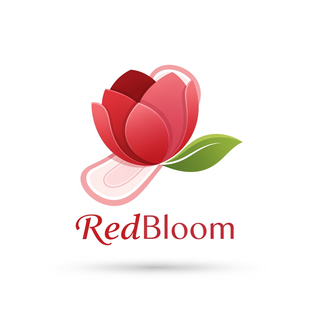 AI Design for sanitary pad logo design, brand name RedBloom