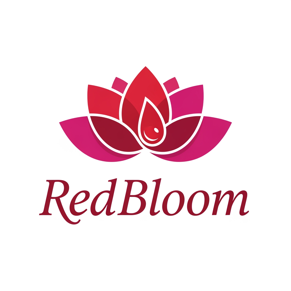 AI Design for sanitary pad logo design, brand name RedBloom