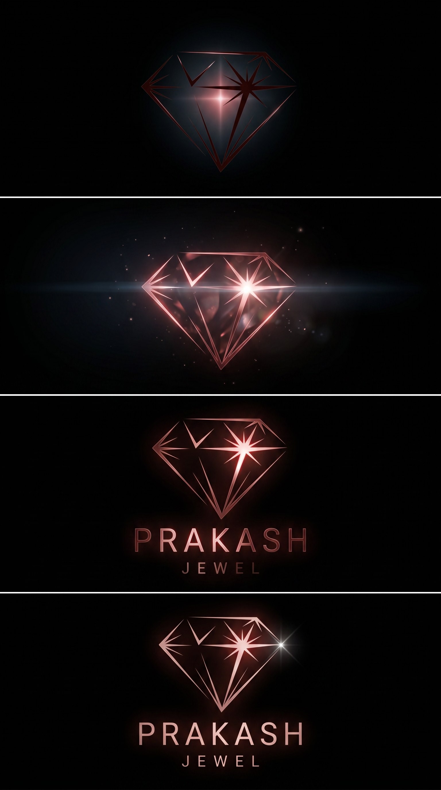 AI Design for Create a premium logo reveal animation using the provided logo. Do not redesign, modify, or change the diamond shape, proportions, typography, colors, or layout. Keep the original diamond icon exactly as it is.
Animation begins on a pure black background. A subtle red metallic glow emerges from the center of the diamond. Thin light streaks travel smoothly along the existing diamond edges, tracing the outline with elegant precision. The star sparkle within the diamond gradually illuminates and emits a refined luxury shine effect.
As the diamond outline becomes fully visible, a cinematic lens flare sweeps across the gemstone from left to right, creating realistic reflections and premium jewel-like highlights. Small particles of light subtly shimmer around the diamond, enhancing the luxury feel without being distracting.
After the diamond is revealed, the text “PRAKASH” fades in smoothly from below with a polished metallic red glow. Then “JEWEL” appears beneath it with a gentle fade and slight tracking animation. The entire logo settles with a soft breathing glow.
Final frame: the complete logo remains centered with an elegant sparkling highlight passing once across the diamond. Background remains deep black for maximum contrast and premium branding.
Style: Ultra-luxury jewellery brand, high-end cinematic, premium gemstone reflections, realistic metallic shine, elegant motion graphics, smooth easing, sophisticated, minimal, modern.
Duration: 5–7 seconds
Aspect Ratio: 9:16 and 1:1 versions
Animation Quality: 4K, professional brand reveal, clean, no extra elements, no logo redesign, no color changes, no watermark, luxury jewellery advertisement aesthetic.