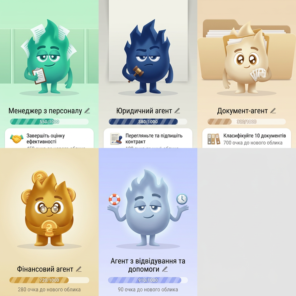 AI Design for make 5 character like this
 hr agemnt 
ligal agent
document agent
finance agent
Fattendance agrnt
help agent

their fire style must be diffrent
make them 3d