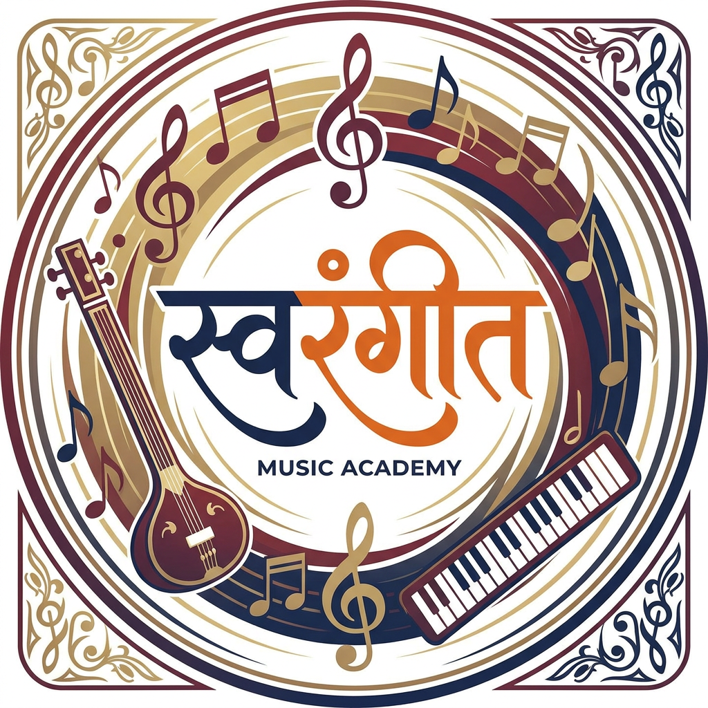 AI Design for i want to crate a logo of name स्वरंगीत with music bg