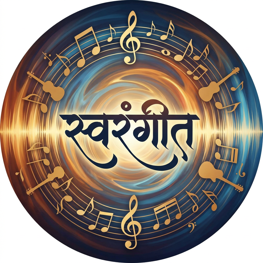 AI Design for i want to crate a logo of name स्वरंगीत with music bg