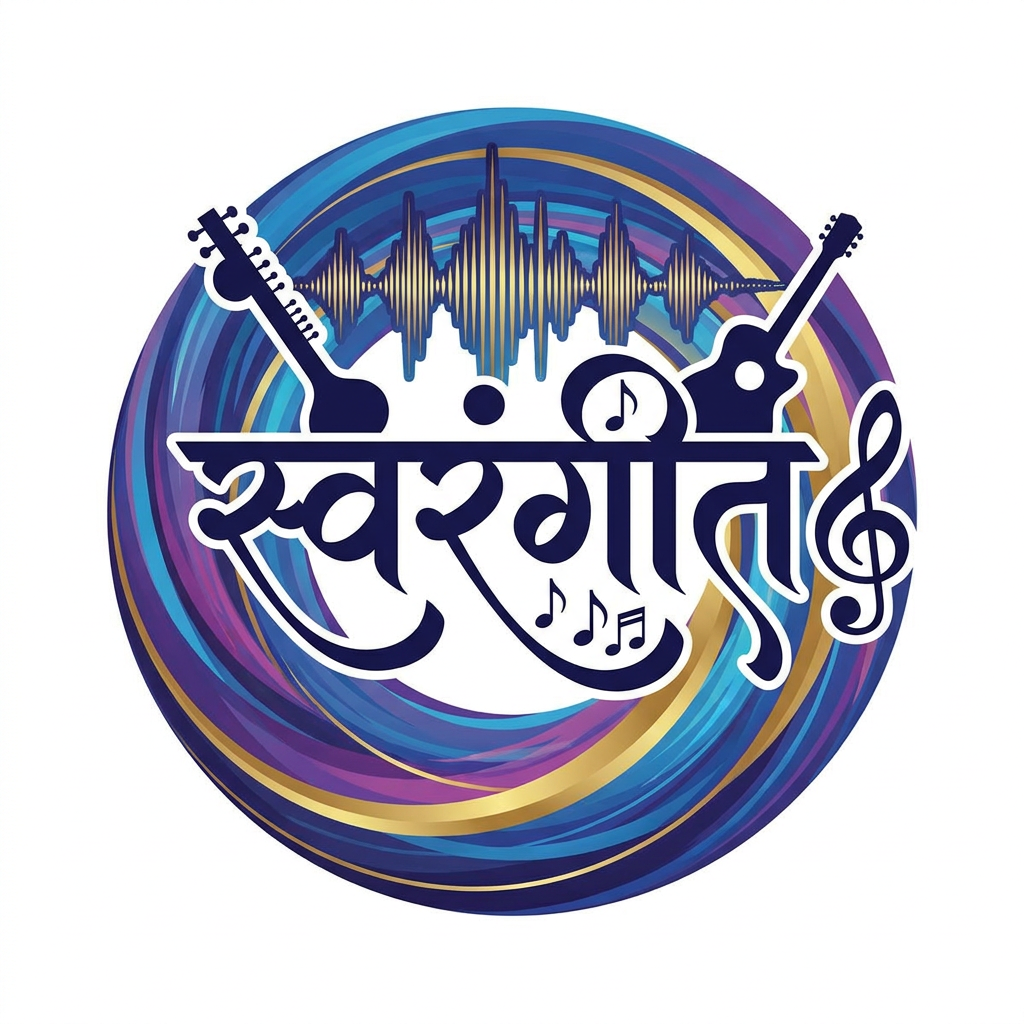 AI Design for i want to crate a logo of name स्वरंगीत with music bg
