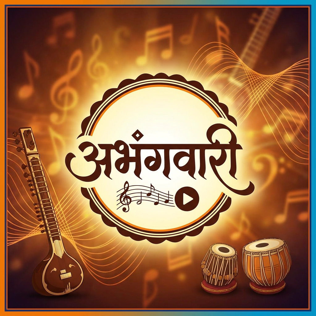 AI Design for i want to crate a logo of name अभंगवारी with music bg for youtube thumbenell